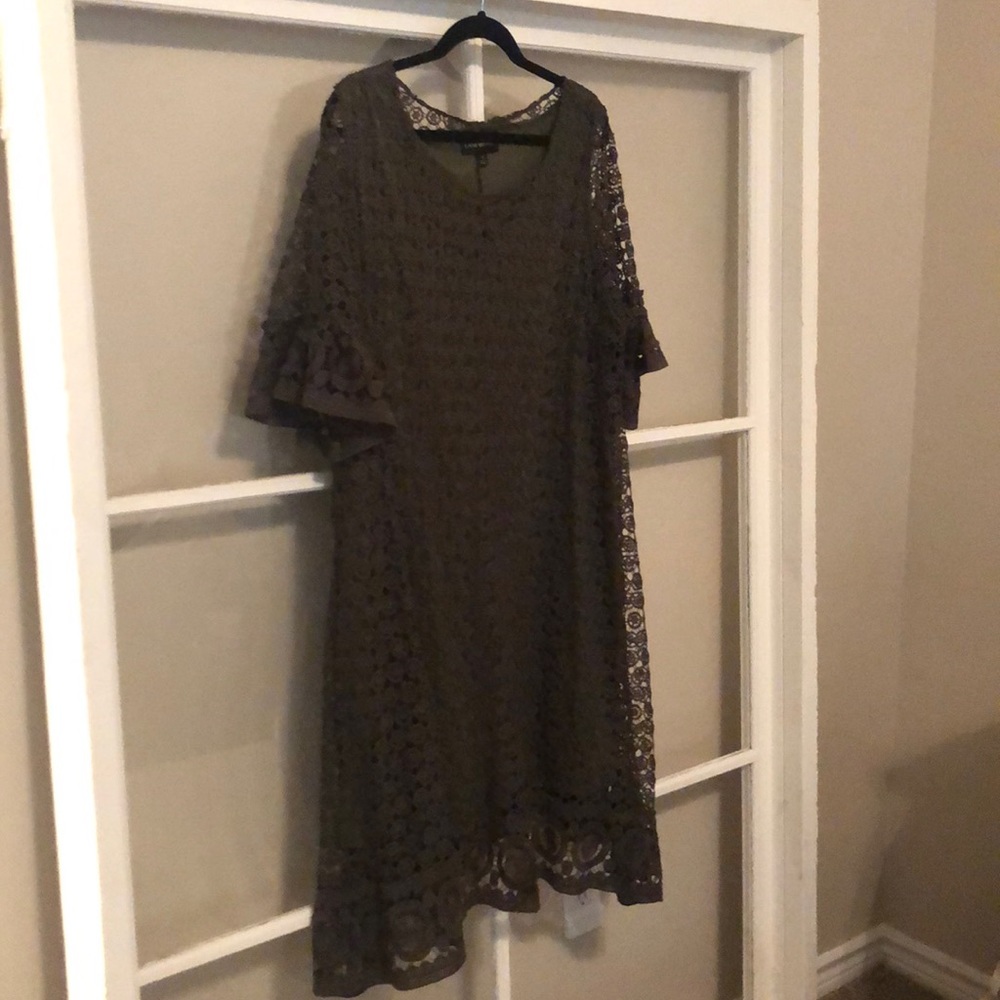 Crocheted Olive Green Dress
